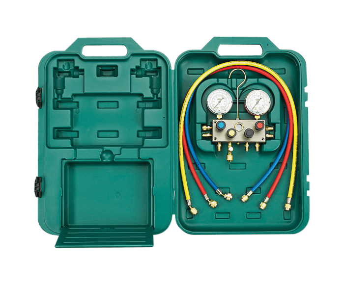 Refco 9883808 4-Weg Monteurhilfe M2 BM4-3-DS-R134a mit Rohrfedermanometer