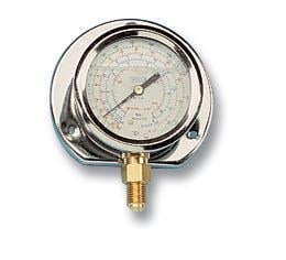 Ersatz Manometer Ø60, Ölfüllung, Klasse 1.6, radialer Anschluß, Flansch auf der Rückseite und Edelstahl-Gehäuse WIGAM ML60/38R4FP/A8