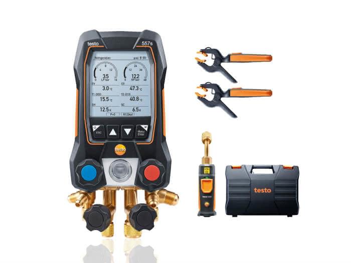 testo 557s Smart Vakuum Set - Smarte digitale Monteurhilfe mit kabellosen Vakuum- und Zangen-Temperaturfühlern