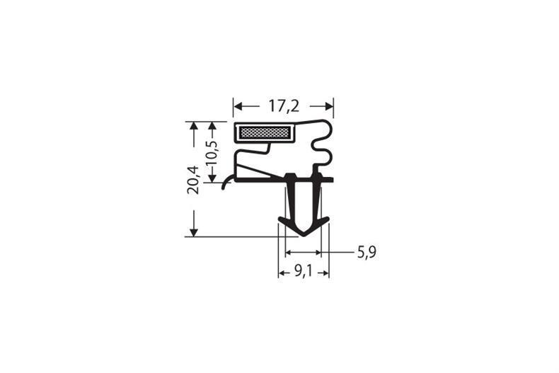 Eindrückprofil PVC grau L = 2,5 m mit Magnet M25