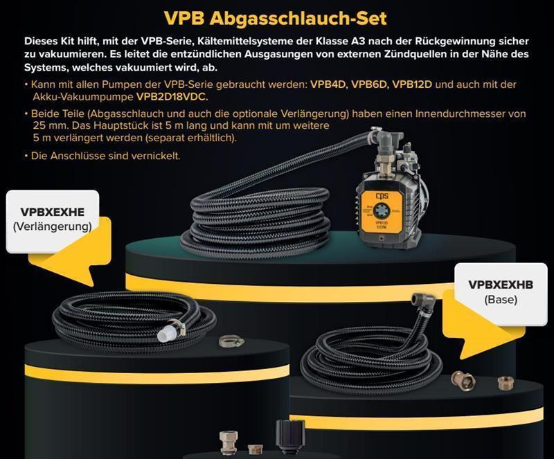 VPB Abgasschlauch-Set für VPB Vakuumpumpen CPS - 5 m Verlängerung