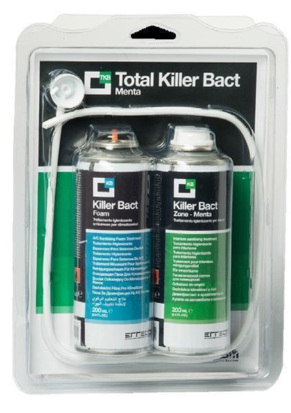 Reinigungsset für KFZ-Klimaanlagen Errecom Total Killer Bact 2 x 100 ml, Verdampfer Reinigungsschaum + Inneraum Reinigungsspray, Duft: Erdbeere