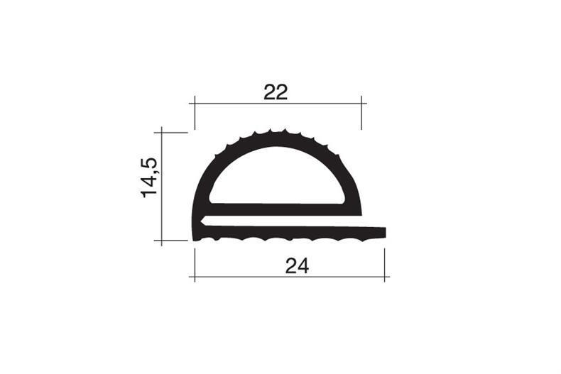 Gummidichtung grau 1m (24x14,5)