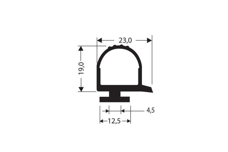 Gummidichtung schwarz 1m (23x19)