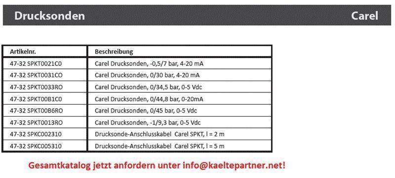 Drucktransmitter CAREL, 0/34,5 bar, 0-5 Vdc, SPKT0033P0
