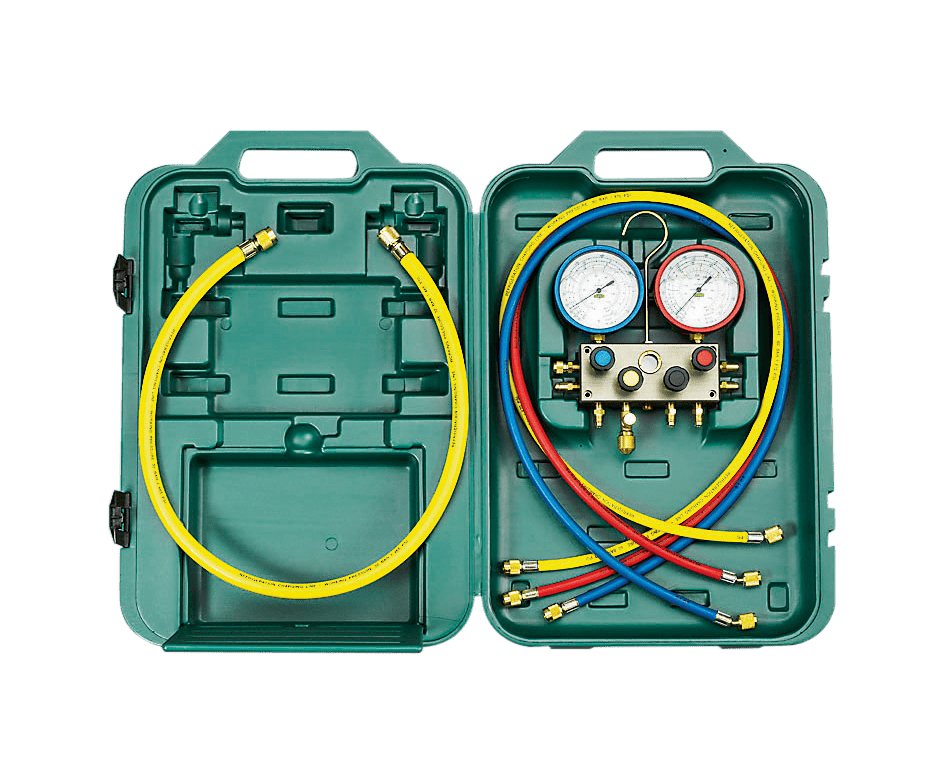 Refco 4490631 4-Weg Monteurhilfe mit ölgefüllten R5 Metallbalgmanometer Klasse 1.0