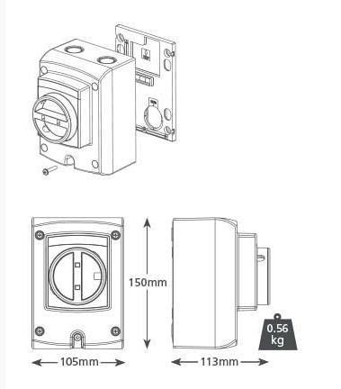 Reparaturschalter für Klimaanlagen 4-polig - 20A - 105x113x150 mm