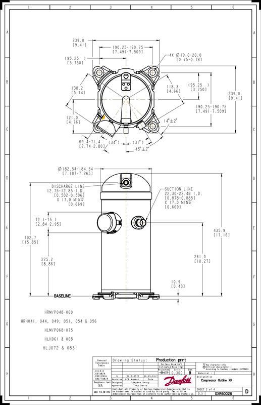 Verdichter Danfoss HRP060T4LP6, 380-460V, 50/60Hz, AC, R407C