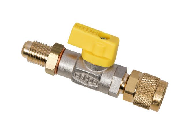 Refco 4493738 Kugelabsperrventil gelb mit Drücker CA 1/4"x 1/4" SAE-G