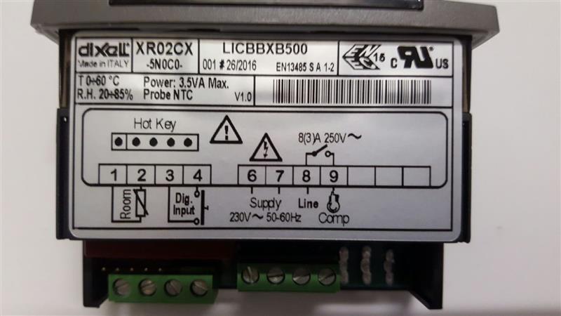 Kühlstellenregler Dixell / Copeland XR02CH, 230V 50/60 HZ, 8A RELAIS, FÜR SCHALTTAFELEINBAU