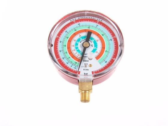 Ersatz Manometer 80mm, HP Hochdruck, Bar/°C, R134a - R404A - R407C - R22 - R507A