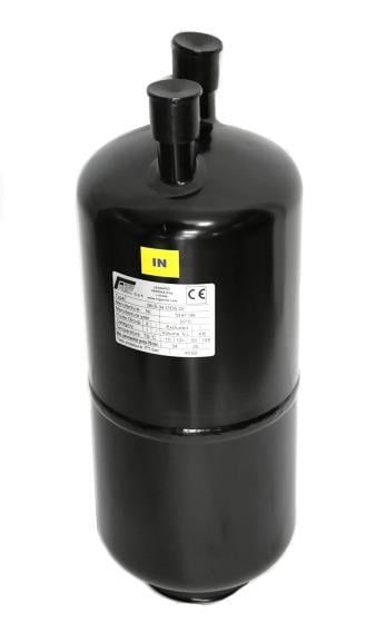 Flüssigkeitsabscheider Frigomec 4,6 l, Eingang 22 mm ODM, Ausgang 22 mm ODS, M8, 34 bar