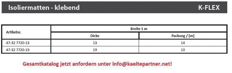 Isoliermatte Thermaflex selbstklebend, Dicke 13 mm, Breite 1 m, Verpackung 14 m