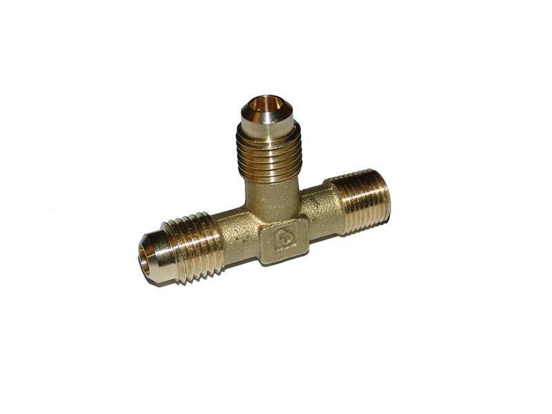 Messingverbindung- "T" -1/4" SAE x 1/4" SAE x 1/8" NPT