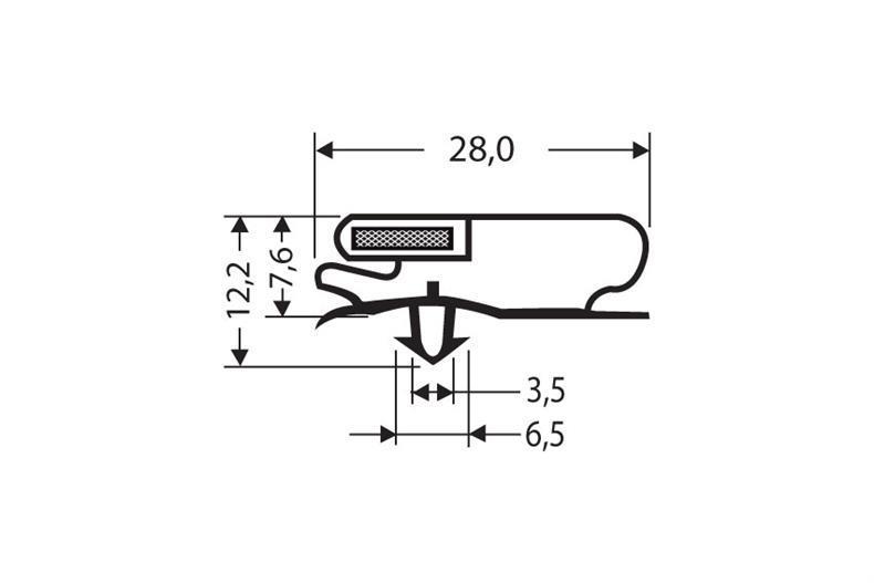 Eindrückprofil PVC grau L = 2,55 m mit Magnet M66