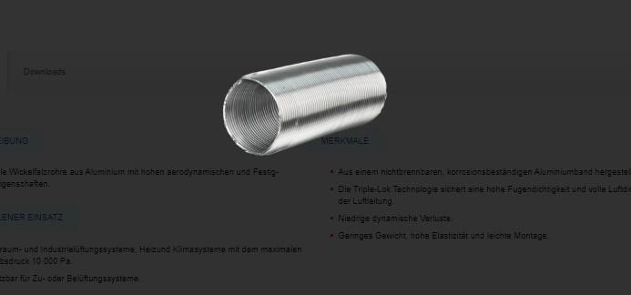 Flexible Aluminium-Luftkanäle für Belüftungen Aluvent N 150/1 (t/p)