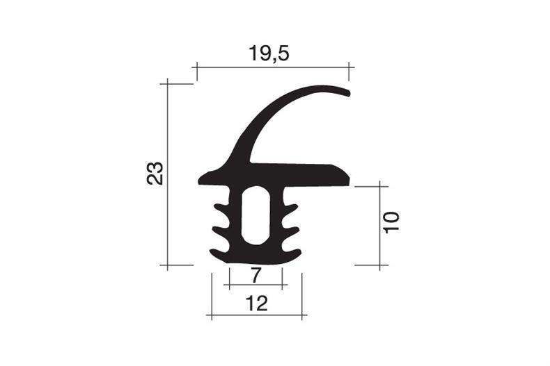 Gummidichtung schwarz 1m (23x19,5)