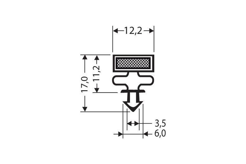 Eindrückprofil PVC grau L = 2,5 m mit Magnet M25