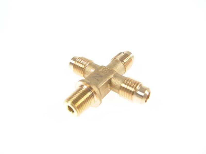 Messing Kreuzstück - 1/4" SAE x 1/4" SAE x 1/4" SAE x 1/4" NPT