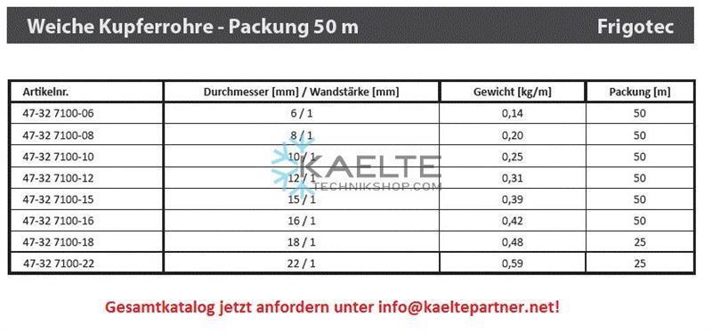 Kupferrohr CU Ø 8 mm, Dicke 1 mm, Verpackung 70 m (2 x 35m)