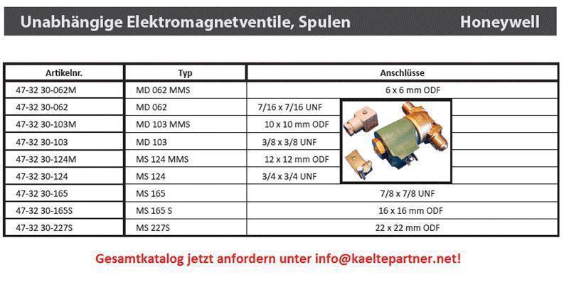Magnetventil Honeywell, MD62, Bördelanschluss 7/16", komplett