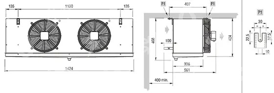 Verdampfer - ECO Luvata GCE312F6, 5,47 kW (dT 8 st., R404) ohne Abtauung
