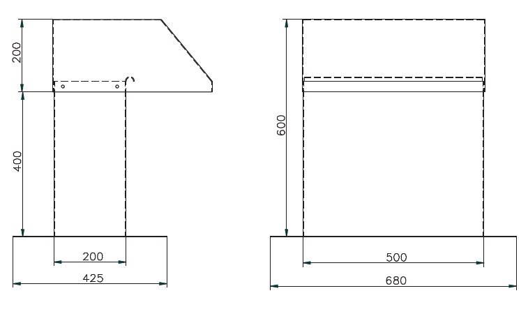 Aluminium Dachdurchführung 500X200 mm, extra breiter Auslass