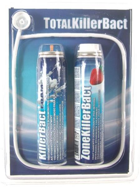 Reinigungsset für KFZ-Klimaanlagen Errecom Total Killer Bact 2 x 100 ml, Verdampfer Reinigungsschaum + Inneraum Reinigungsspray, Duft: Erdbeere