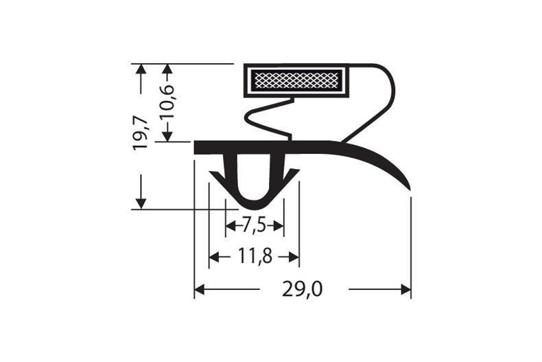Eindrückprofil PVC schwarz L = 2,55 m mit Magnet M71