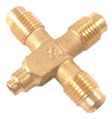 Messing Kreuzstück + - 1/4" SAE x 1/4" SAE + 1/4" SAE + 06 ODS